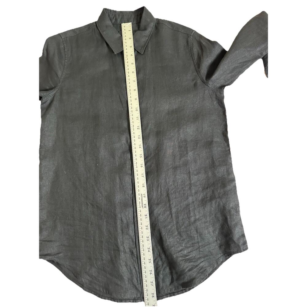Quince Women XS Black 100% European Linen Long Sleeve Shirt - Picture 6 of 8